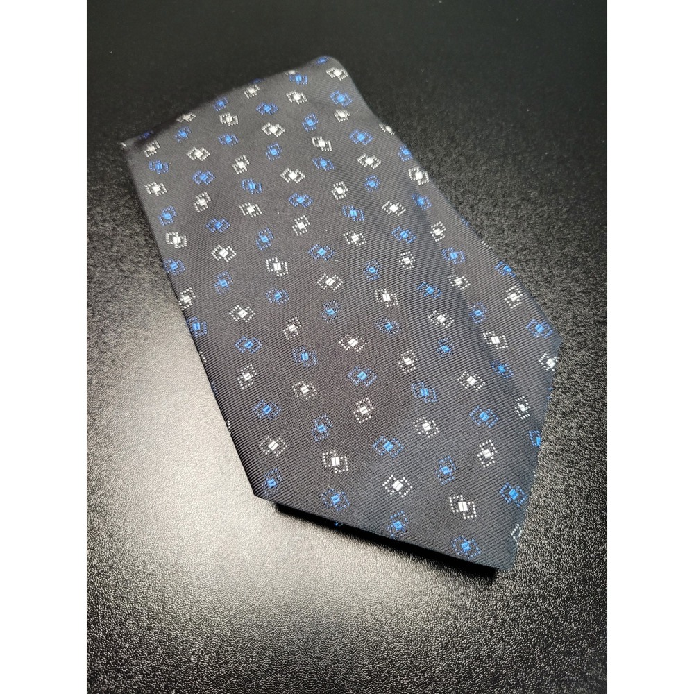 Polo Ralph Lauren Men's Necktie Navy Blue Geometric Silk 3.75" x 58" Excellent